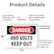 Signmission 480 Volts Keep Out Danger Sign, Plastic, 24in W x 18in L, 2PK OS-2PACK-DS-P-1824-L-1954 - alternate 6
